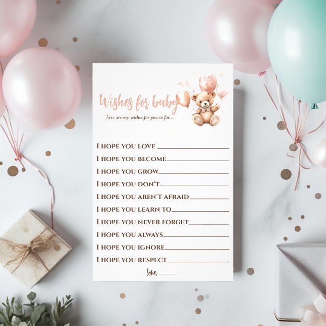 Flyer Oso lindo con globos | Rosa del bebé (Subido por el creador)