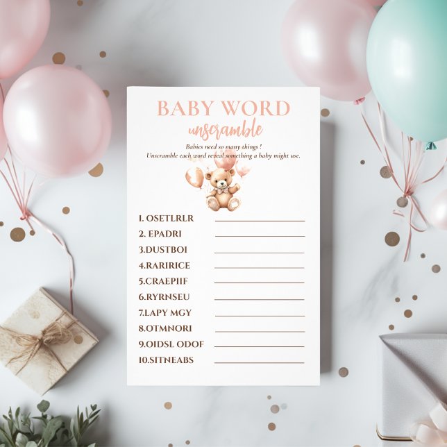 Flyer Oso lindo con globos | Rosa del bebé (Subido por el creador)