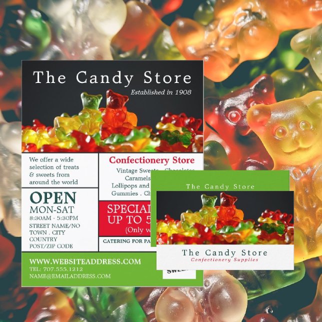 Flyer Osos Candy Gummy, anuncio de suministros de pastel (Subido por el creador)
