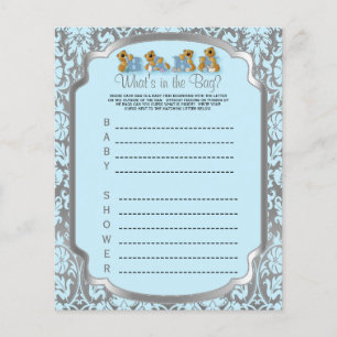 Flyer Osos Teddy de Damasco Azul y Plata - Juego