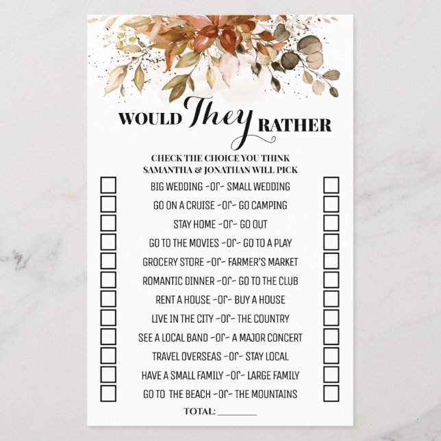 Flyer Otoño Prefieren Caer En El Juego De Ducha Pareja (Frente)