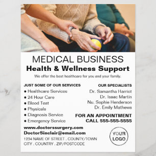 Flyer Paciente y enfermera, profesional general, enferme