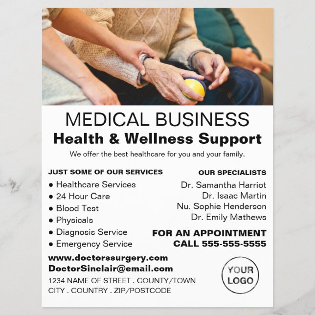 Flyer Paciente y enfermera, profesional general, enferme (Frente)