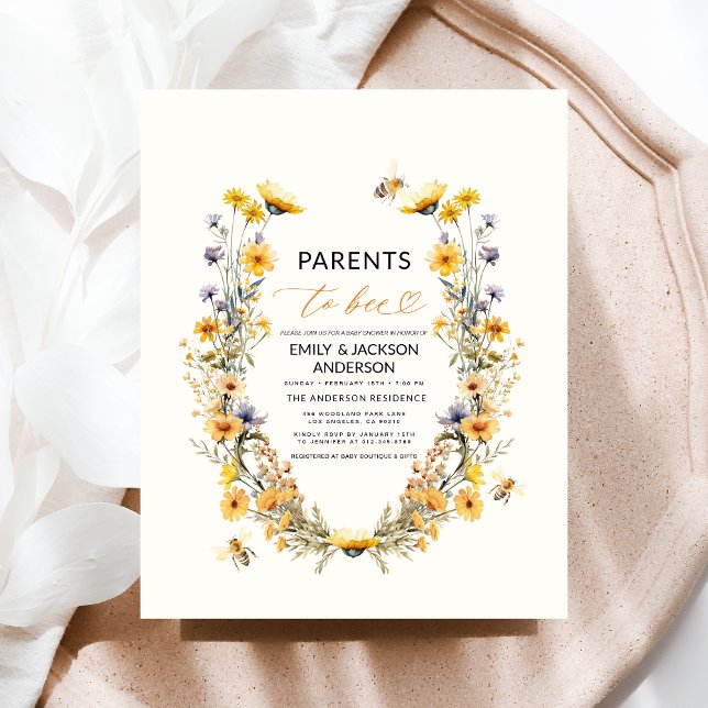 Flyer Padres de Bee Wildflower Couples Baby Shower (Subido por el creador)