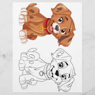 Flyer Página Cute Cartoon dog colorear