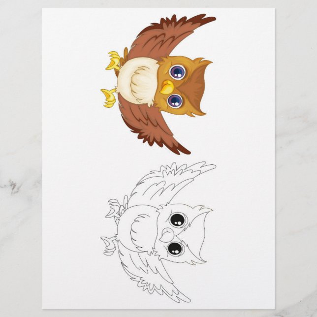 Flyer Página de color de búho Personalizado para niños (Frente)
