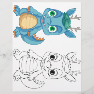 Flyer Página de color de dragón de Personalizado corto