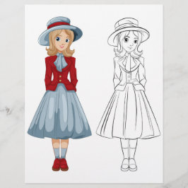 Flyer Página de color de Personalizado de payasos chica