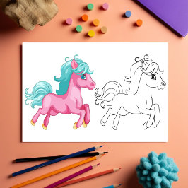Flyer Página de color de unicornio de Personalizado cutá
