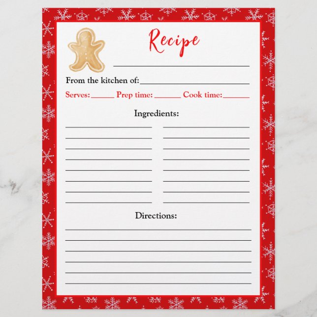 Flyer Página de la receta del hombre de pan de jengibre  (Frente)