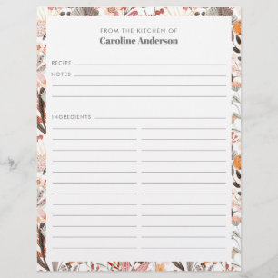 Flyer Página de Receta Personalizada Borde Neutros Flora