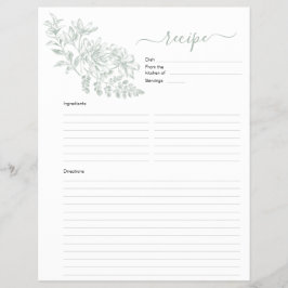 Flyer Página De Receta Verde De Dos Lados Para El Binder