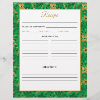 Flyer Página de Recetas de Flores de Nochebuena Verdes y