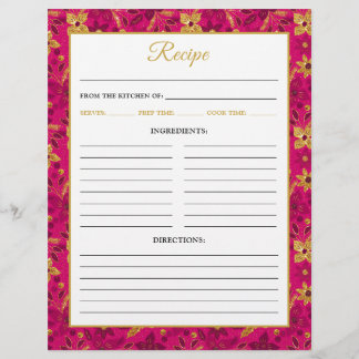 Flyer Página de recetas de flores de poinsettia rosadas
