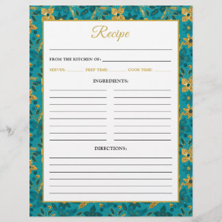 Flyer Página de Recetas de Flores Poinsettia Azules Teal