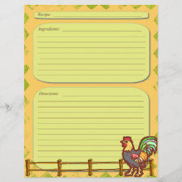 Flyer Página de recetas del tema de granja de gallos