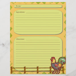 Flyer Página de recetas del tema de granja de gallos