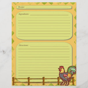 Flyer Página de recetas del tema de granja de gallos