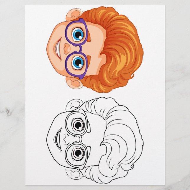 Flyer Página para colorear cabeza de niños (Frente)