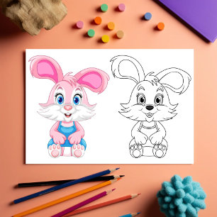 Flyer Página para colorear conejo de dibujos animados li