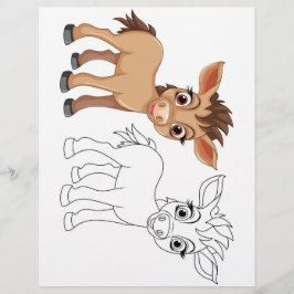 Flyer Página para colorear de caballo de dibujos animado