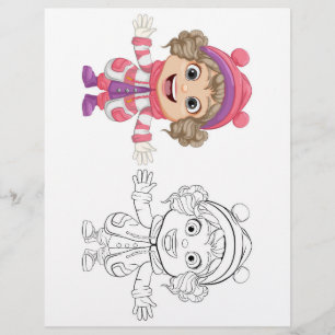 Flyer Página para colorear de dibujo animado lindo con t