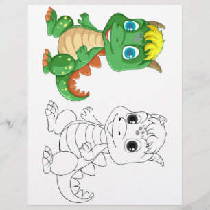 Flyer Página para colorear de dinosaurio de dibujos anim