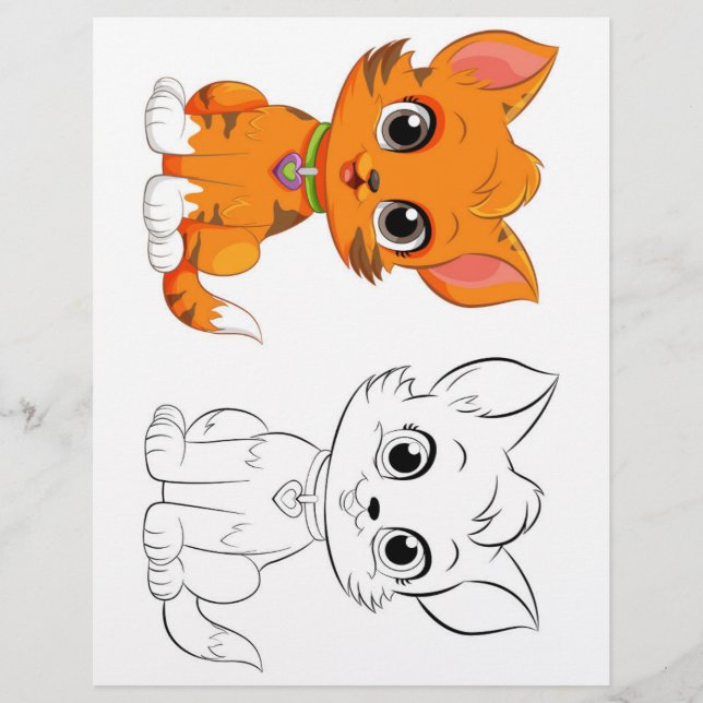 Flyer Página para colorear de gato lindo (Frente)