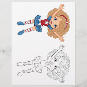 Flyer Página para colorear de niña bailando linda