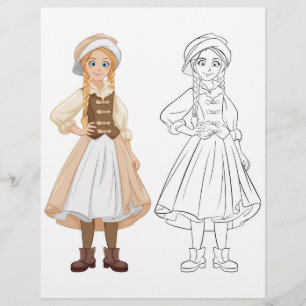 Flyer Página para colorear de niña payaso de dibujos ani