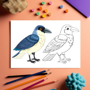 Flyer Página para colorear de pájaro de dibujos animados