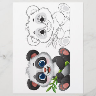Flyer Página para colorear de panda de dibujos animados