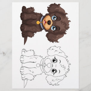 Flyer Página para colorear de perro lindo