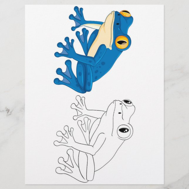 Flyer Página para colorear de rana linda (Frente)