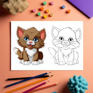 Flyer Página para colorear de tigre de dibujos animados 