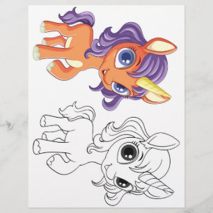 Flyer Página para colorear de unicornio de dibujos anima