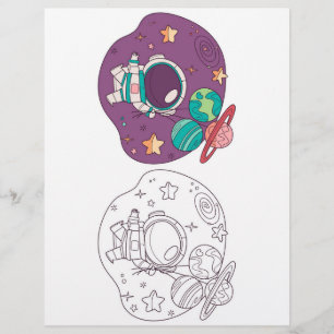 Flyer Página para colorear del espacio exterior