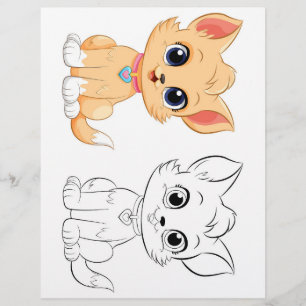 Flyer Página para colorear gato de dibujos animados lind