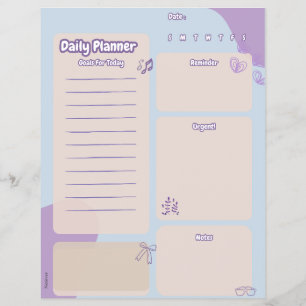 Flyer Página Planner Diario Purple Aesthetic