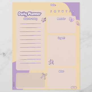 Flyer Página Planner Diario Purple Aesthetic