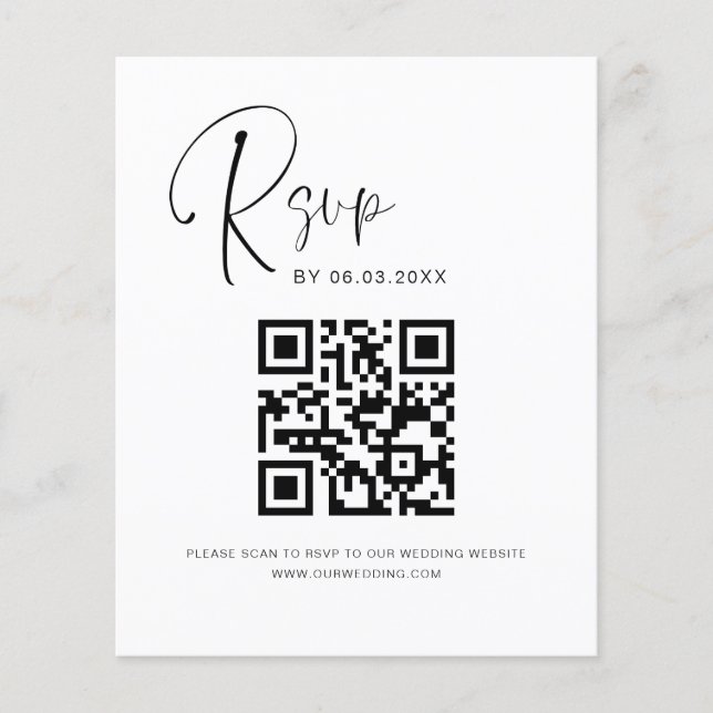 Flyer Página web del Boda RSVP de código QR de presupues (Frente)