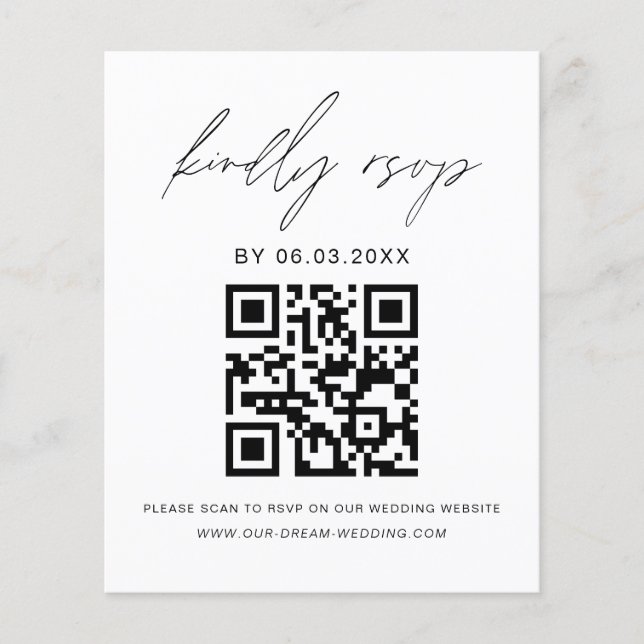 Flyer Página web del Boda RSVP de código QR de presupues (Frente)