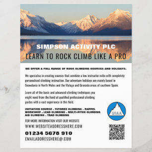Flyer Paisaje de montaña, anuncio de senderismo y escala