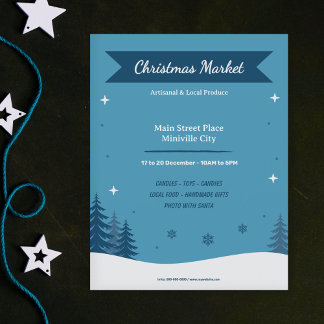 Flyer Paisaje de nieve - Mercado de Navidades azules