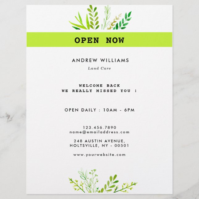 Flyer Paisaje moderno en el cuidado del césped (Frente)