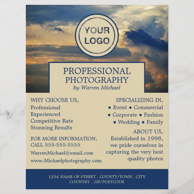 Flyer Paisaje nublado, fotografía, viajero de alquiler d (Frente)