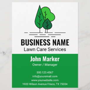 Flyer Paisajismo de Árboles Minimalista Verde Cuidado de