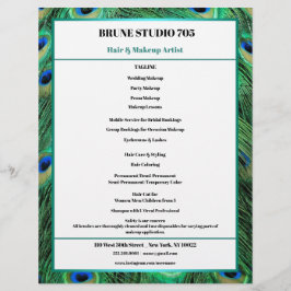 Flyer Pájaros de pavo real para salón de maquillaje y pe