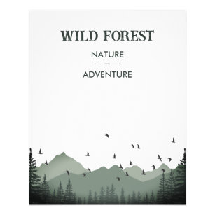 Flyer Pájaros de pinos forestales de montaña de conífera