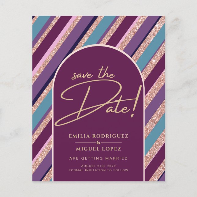 Flyer Palette Plum Morple Turquoise Rosa Boda de oro (Frente)